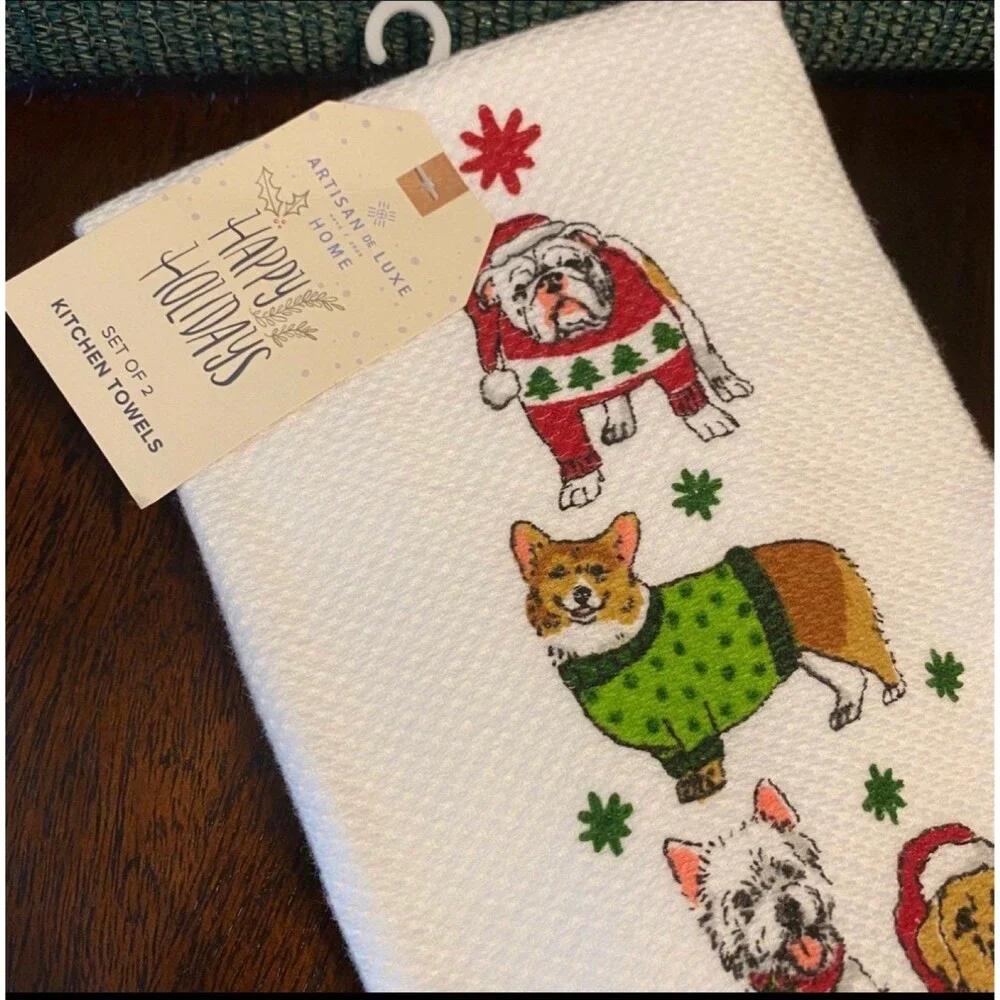Holiday Dog Kitchen Hand Towels